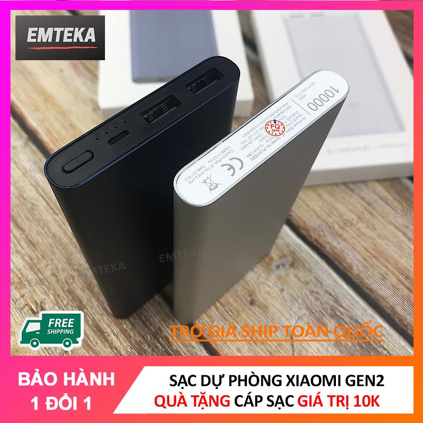 Pin sạc dự phòng xiaomi power bank gen 2 10.000mah, 2 cổng sạc, hỗ trợ sạc nhanh - bảo hành 1 đổi 1 trong 30 ngày đầu - emteka