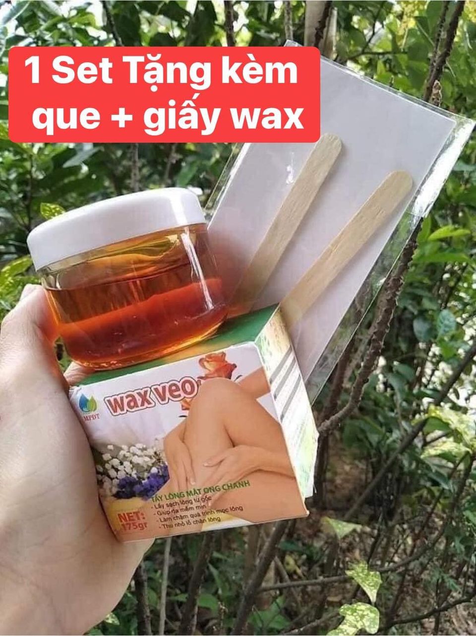 Wax lông mật ong veo tặng kèm que và giấy
