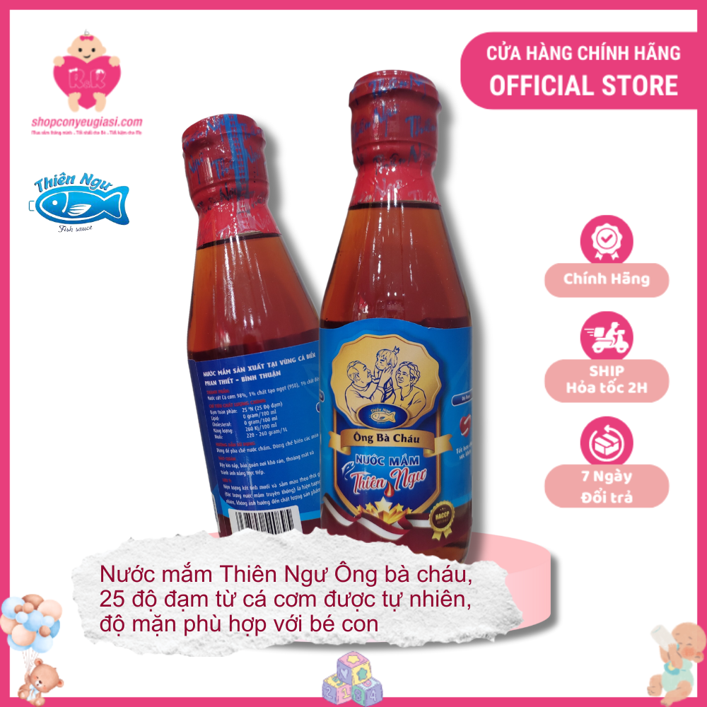Nước mắm cho bé, nước mắm thiên ngư ông bà cháu, 25 độ đạm - 150ml
