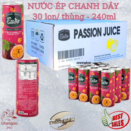 [HCM]NƯỚC ÉP CHANH DÂY  EZOS SASCO (THÙNG 30 LON) CHANH DÂY NƯỚC ÉP NƯỚC CHANH LEO CHANH DÂY THỨC UỐNG GIẢI NHIỆT NƯỚC ÉP