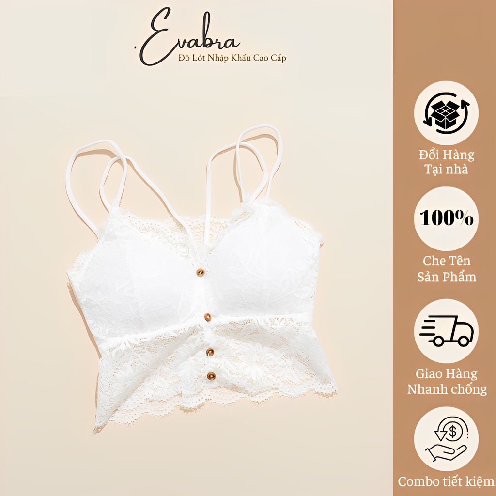 Áo bra ren hoa Eba Bra 4 khuy cài trước sexy quyến rũ mút có thể tháo rời - 9965