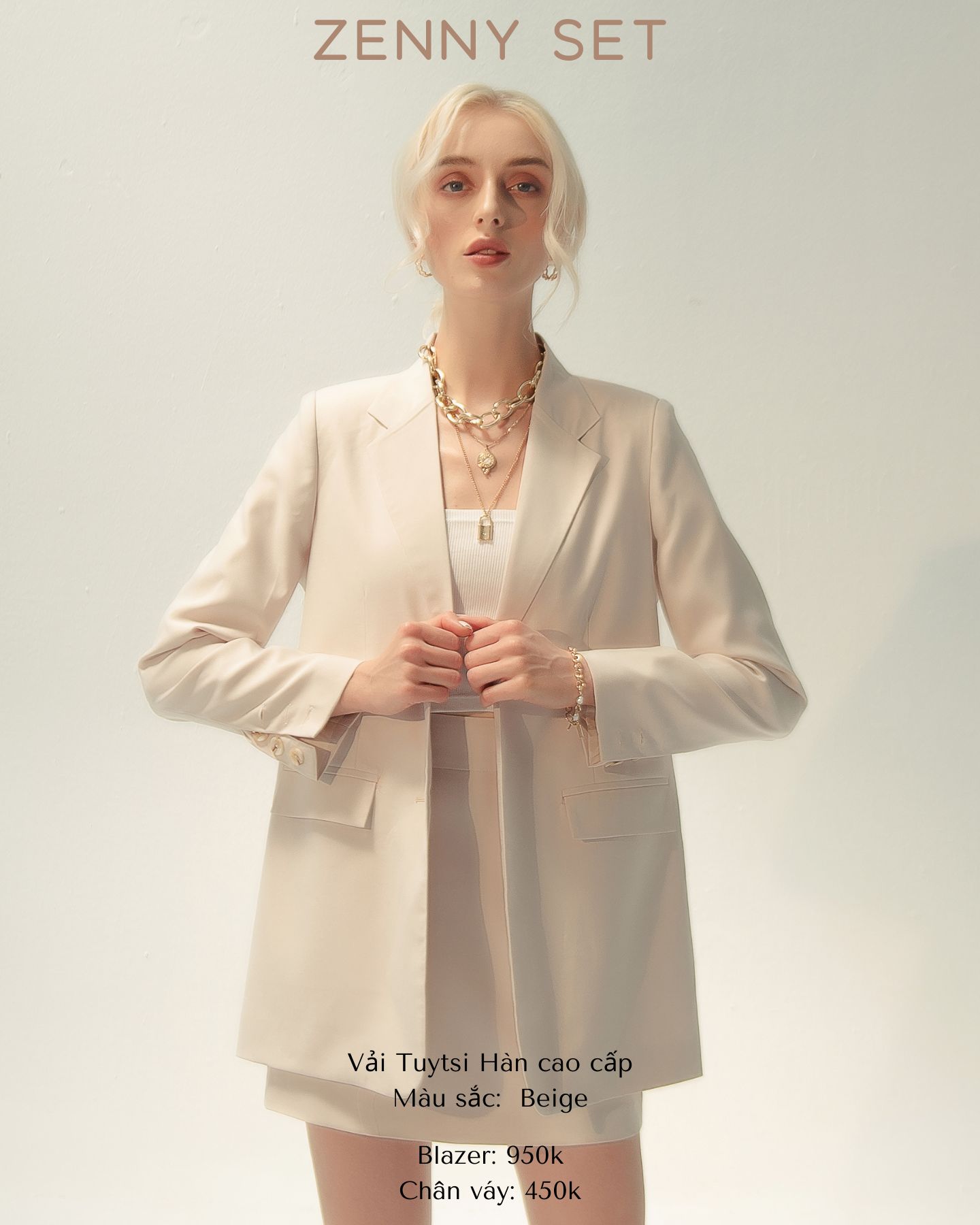 Set blazer 2 khuy be - zenny blazer - sku23
