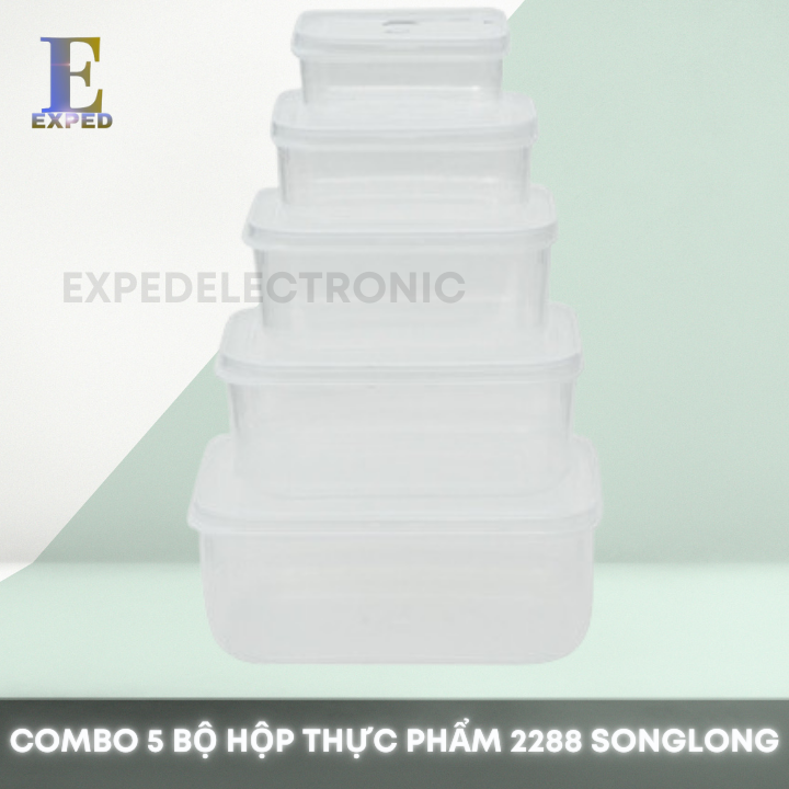 Combo 5 hộp nhựa đựng thực phẩm 2288 nhựa SongLong