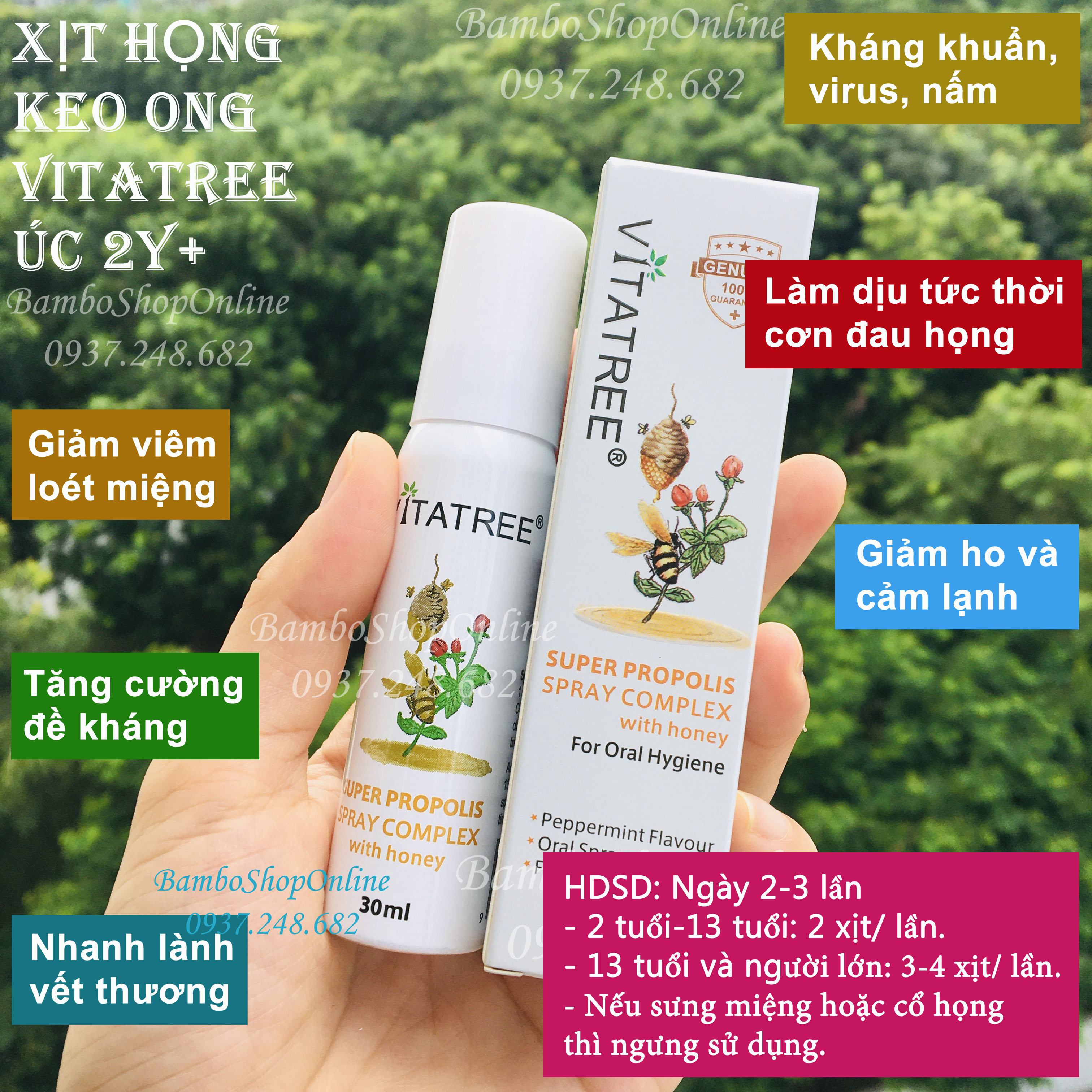Xịt họng keo ong Vitatree Úc - Hàng xách tay
