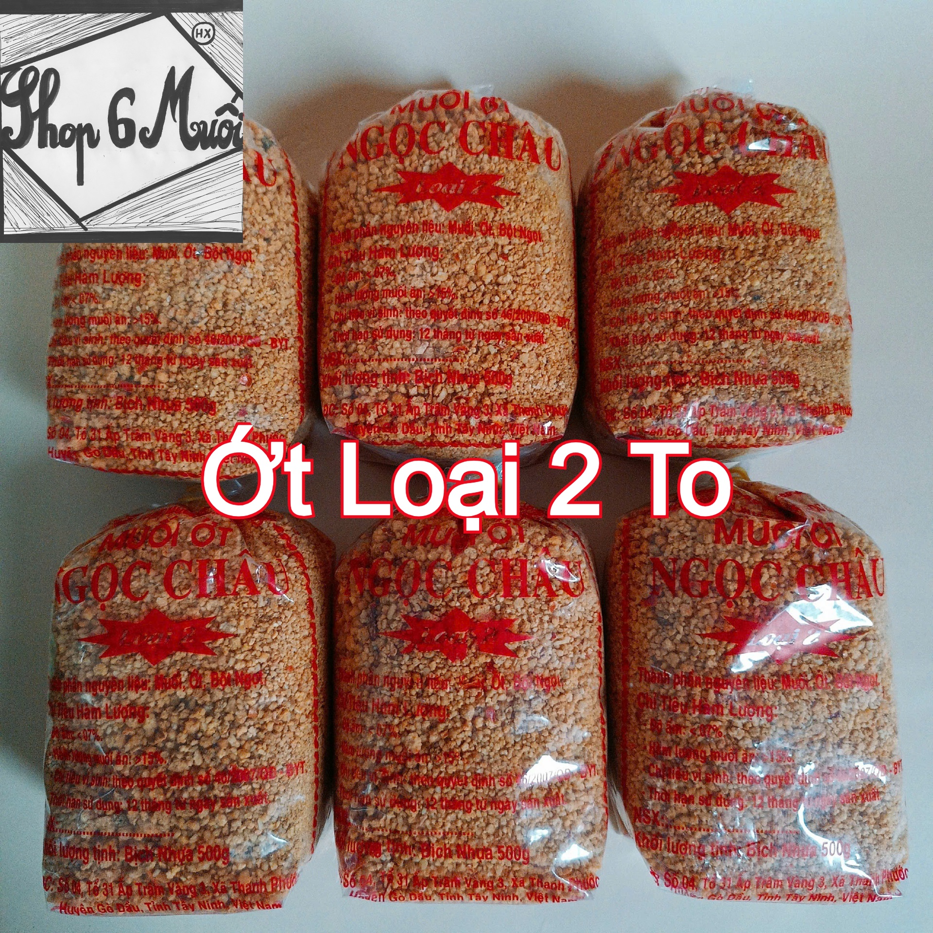 (Túi 500gr) Muối ớt Tây Ninh Ngọc Châu loại 2 hột to (chay)