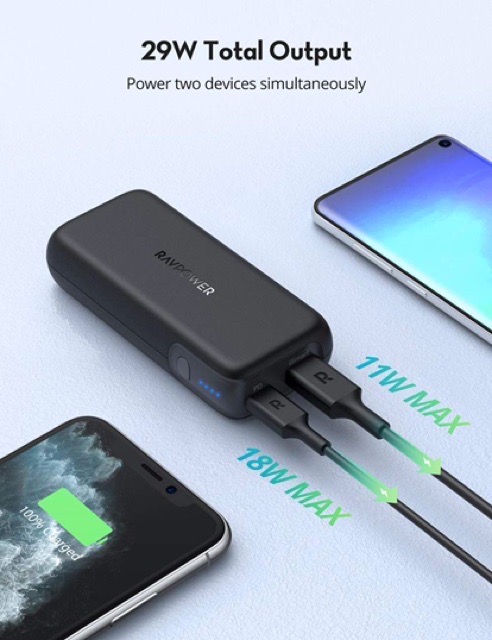 Sạc dự phòng ravpower 10.000 29w - chính hãng