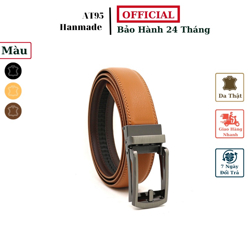 Thắt lưng nam da bò thật mặt khóa tăng tự động hợp kim cao cấp a104