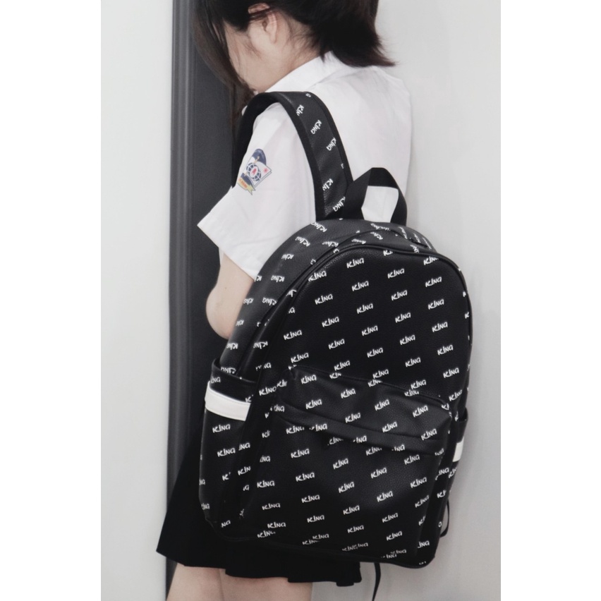 Balo Da Backpack Unisex Chống Nước Balo Backpack King 2-Màu Đen king