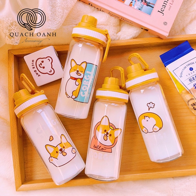 Bình nước nhựa cao cấp đa năng in hình chú chó GoGi ngộ nghĩnh
