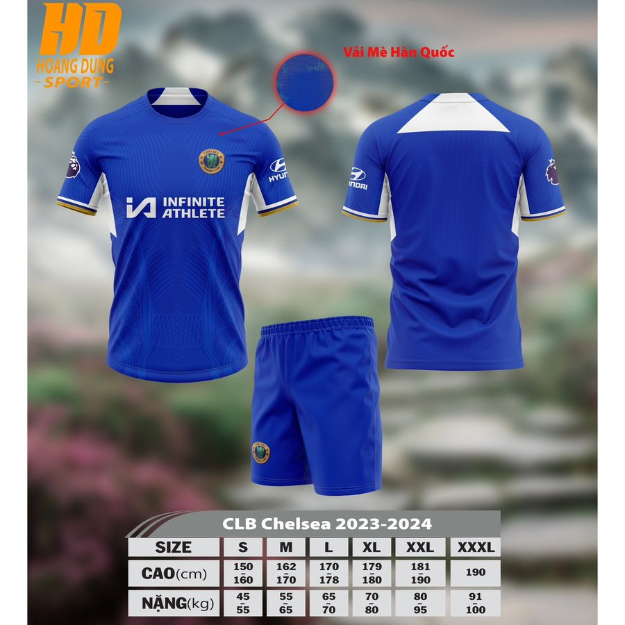 Bộ quần áo đá bóng clb chelsea 2023-2024, bộ đồ đá banh clb chelsea 23-24 vải mè