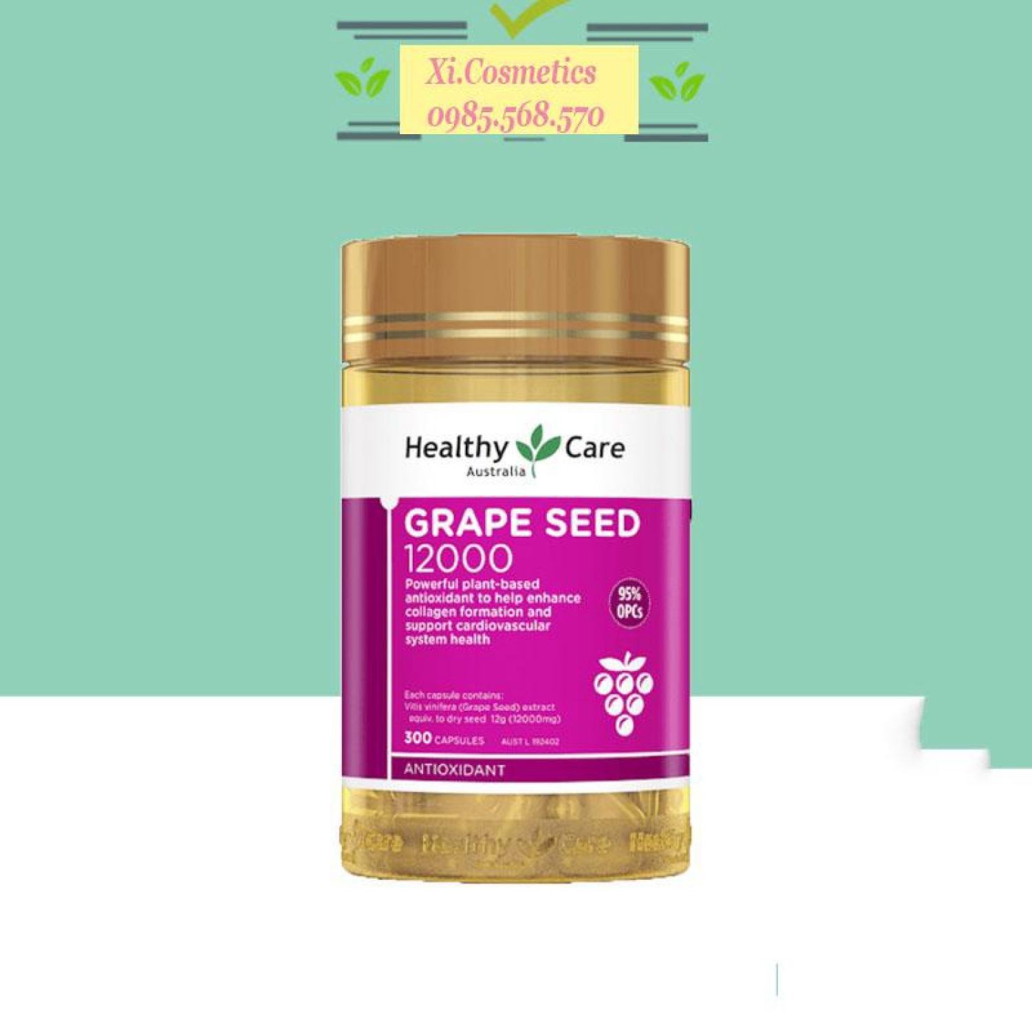[ Date 09/2024 ] Viên uống Bổ tim mạch Healthy Care Grape Seed 12000mg