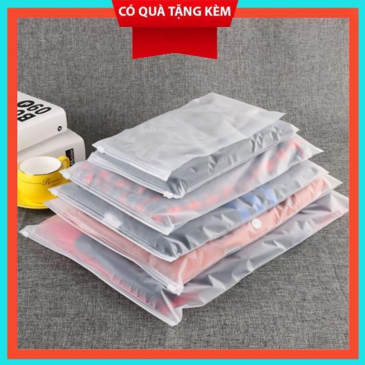 Túi zip lụa mờ khoá kéo đựng đồ cao cấp