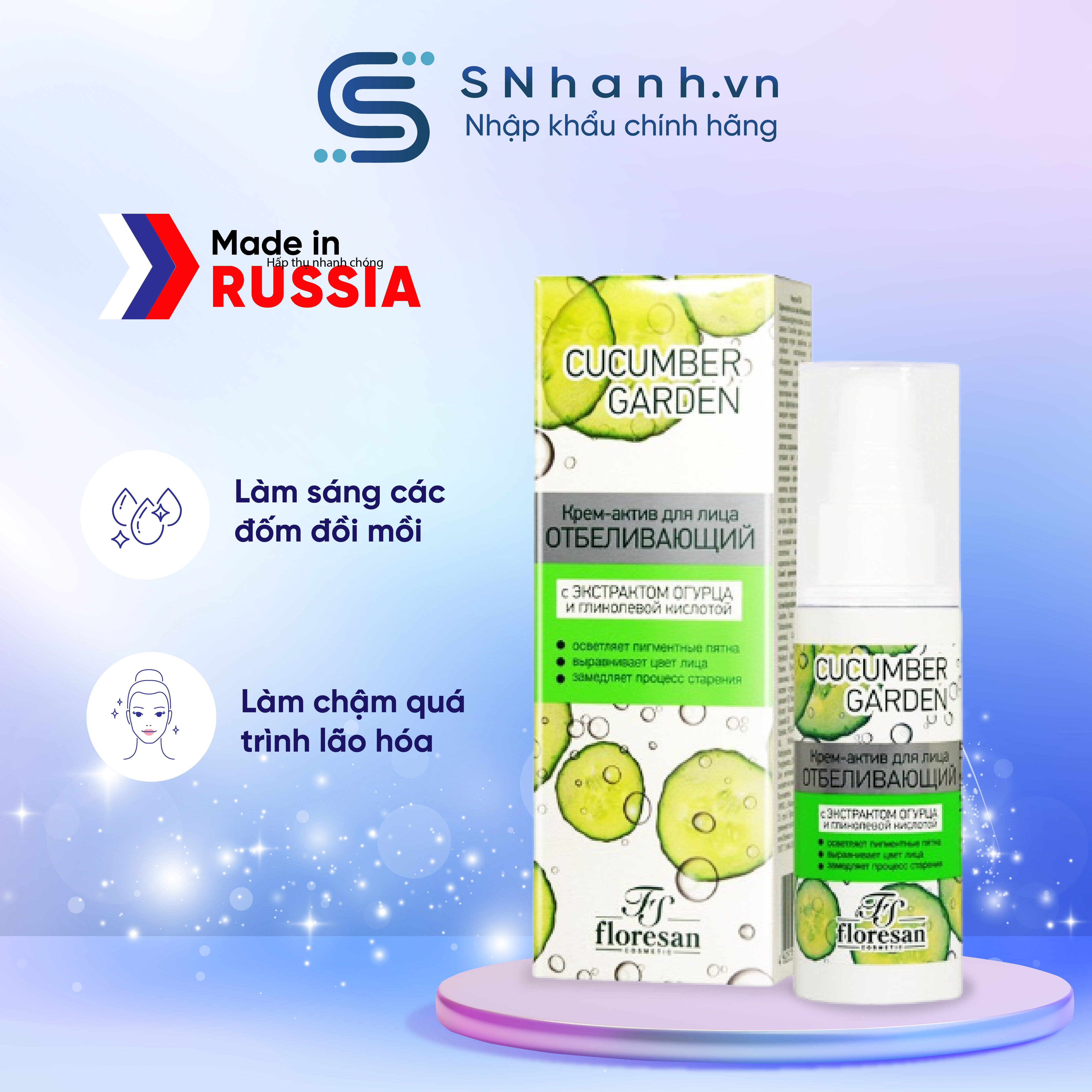 Kem dưỡng trắng da mặt Floresan Cucumber Garden Dưa leo 50ml Snhanh