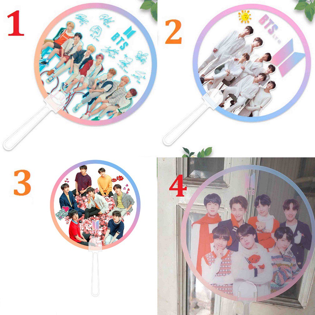 Quạt bts in hình bts siêu đẹp loại trong suốt