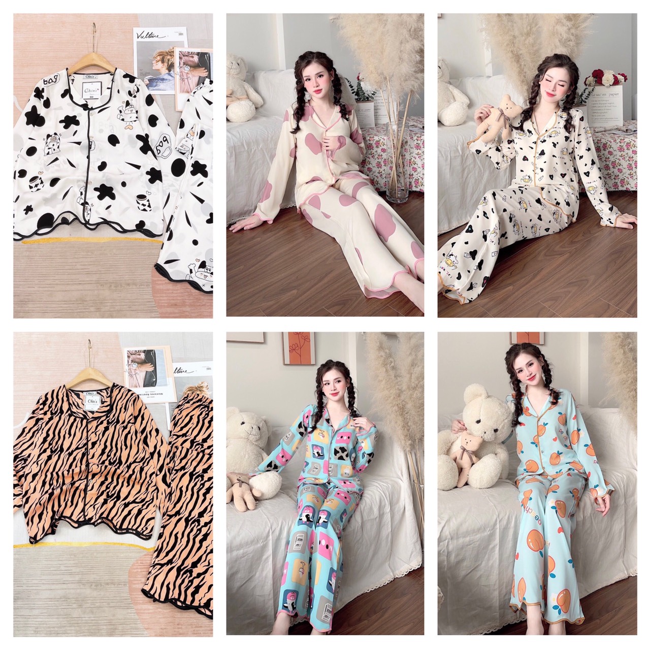 Bộ lụa tay dài cao cấp☘️đồ bộ pijama 4.9 1,4k đánh giá 4,5k đã bán