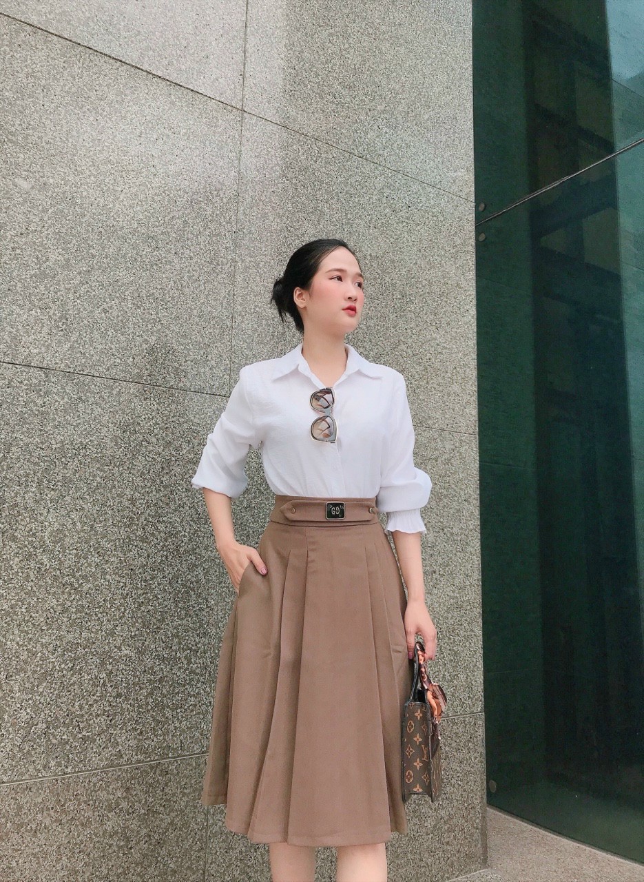 Chân váy xòe xếp ly - có túi