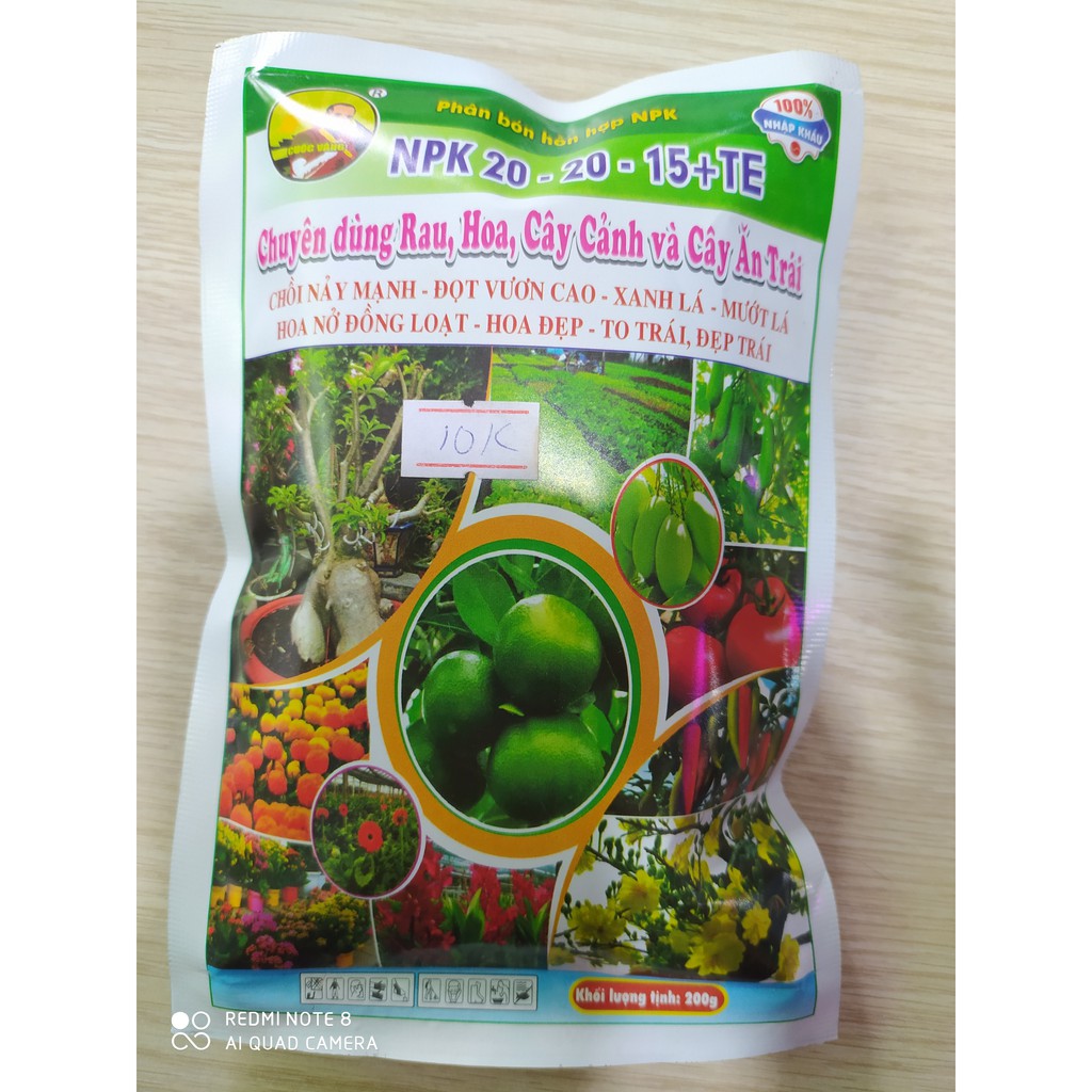 Phân bón npk 20-20-15+te-200gr