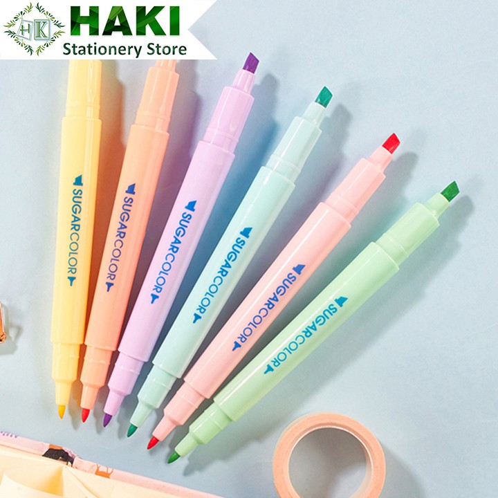 Set 6 bút 2 đầu dạ quang highlight b8