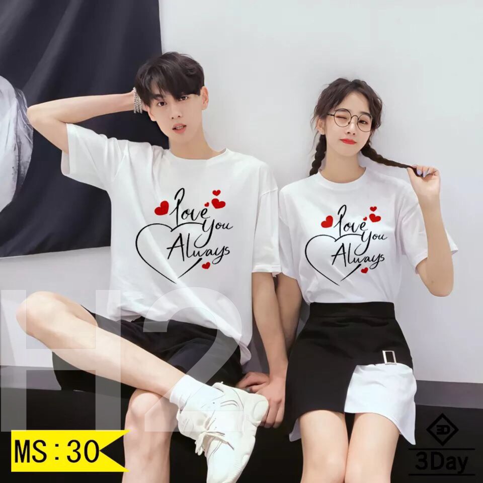 Áo thun cặp đôi nam nữ you always, KIỀU ANH FASHION chuyên phối set quần áo, áo thun nam nữ, áo đôi, áo gia đình