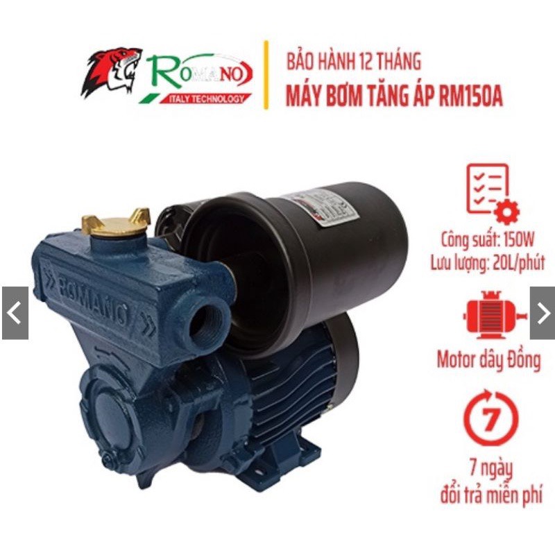 Bơm tăng áp trợ lực máy giặt , tăng áp đường ống sinh hoạt ROMANO 150W tự động