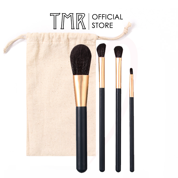 TMR Bộ Cọ Trang Điểm 4 Cọ Kèm Túi Đựng Canvas SOL 4 Set