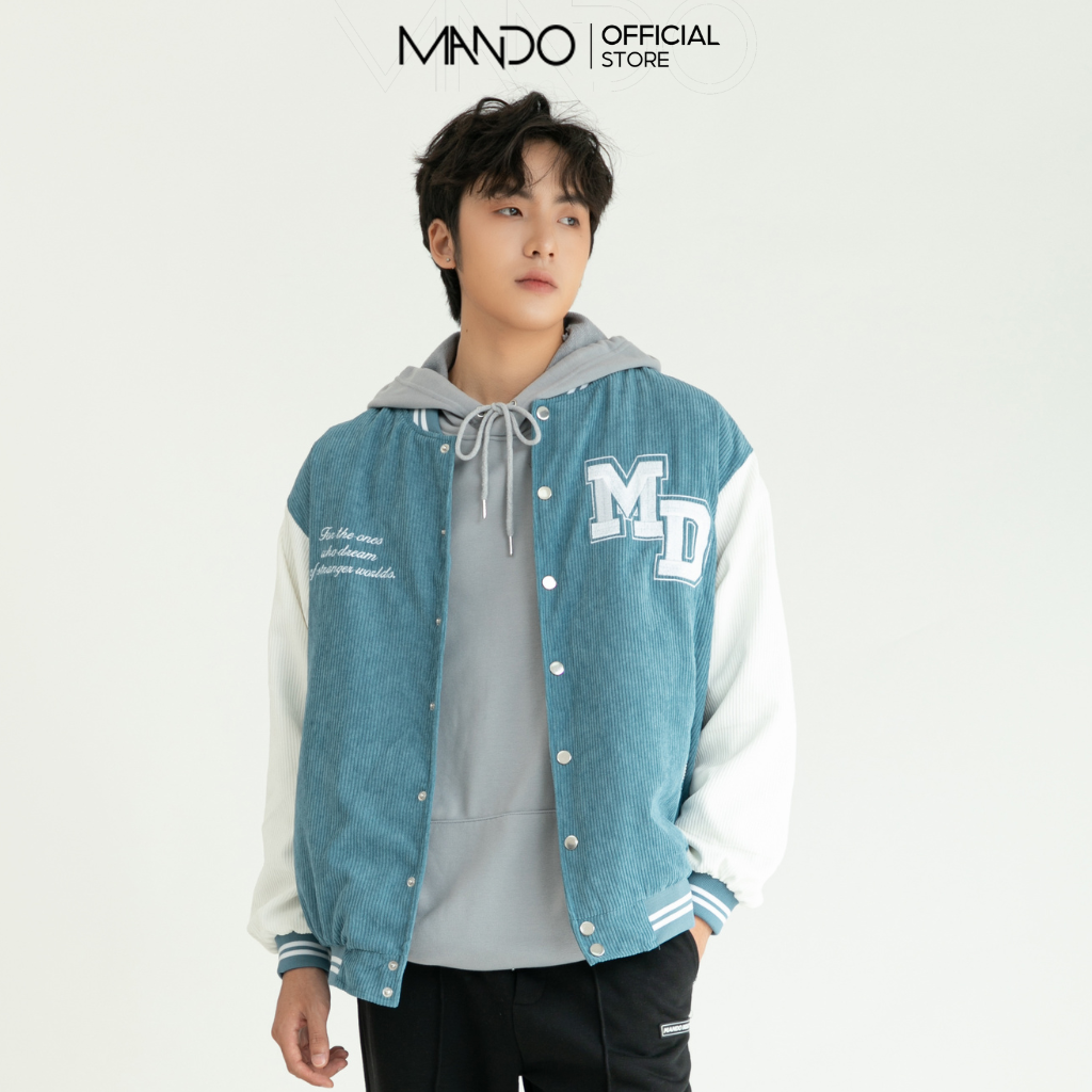 Áo Khoác Bomber Be Tay Đen Nam MANDO Vải Nhung Tăm Cao Cấp 2 Màu Form Rộng Basic Thể Thao Unisex Thời Trang Hàn Quốc BOB001 - BOB006