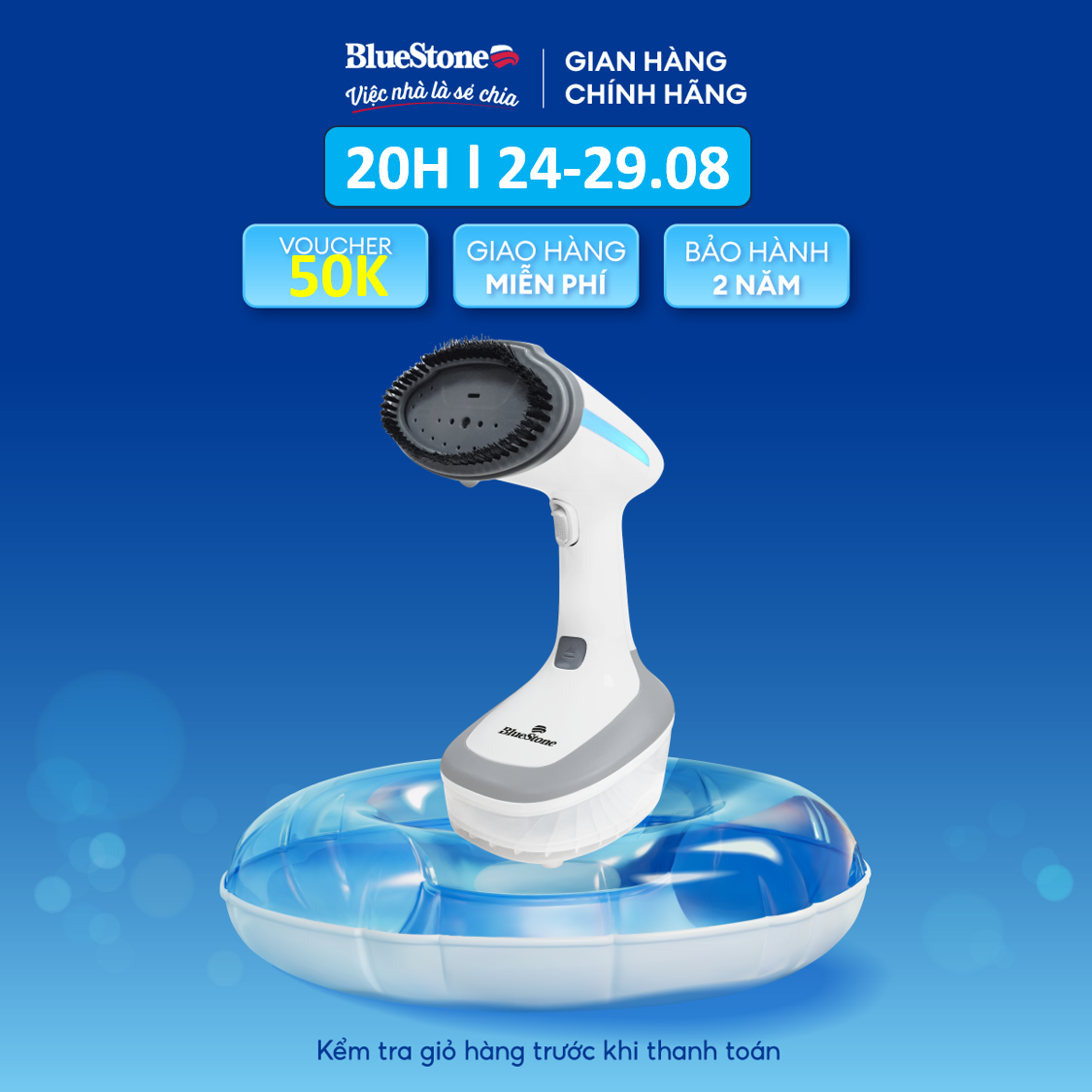 Bàn Ủi Hơi Nước Cầm Tay BlueStone GSB-4031 (1370-1630W) - Bình chứa 320mL có thể tháo rời, Tự động ngắt điện khi quá nhiệt - Bảo hành 2 năm - Hàng chính hãng