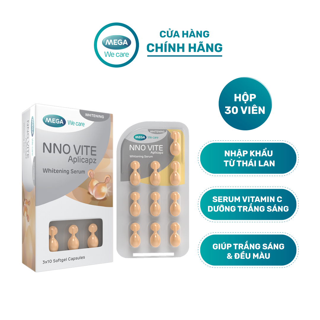 [LIVE] Serum dưỡng trắng da, mờ đốm nâu, đều màu da - Vitamin C, Vitamin E, Bisabolol - NNO VITE Mega We Care (30 viên)