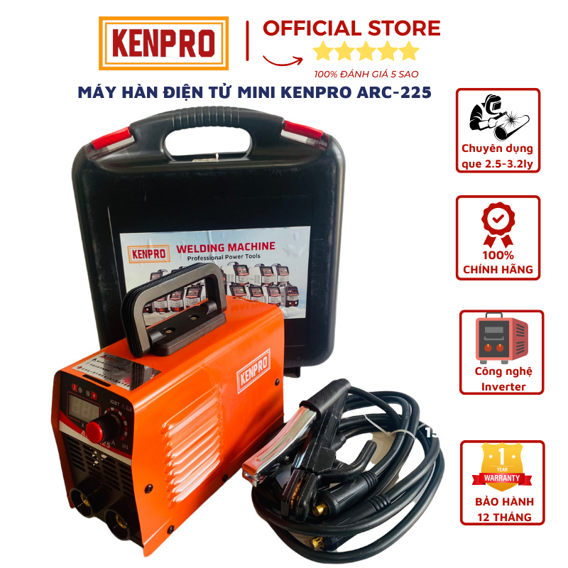 Máy Hàn Điện Tử Mini KENPRO ARC-225F - Máy Hàn Que Mini Kenpro - Chính hãng - Bảo hành 6 tháng