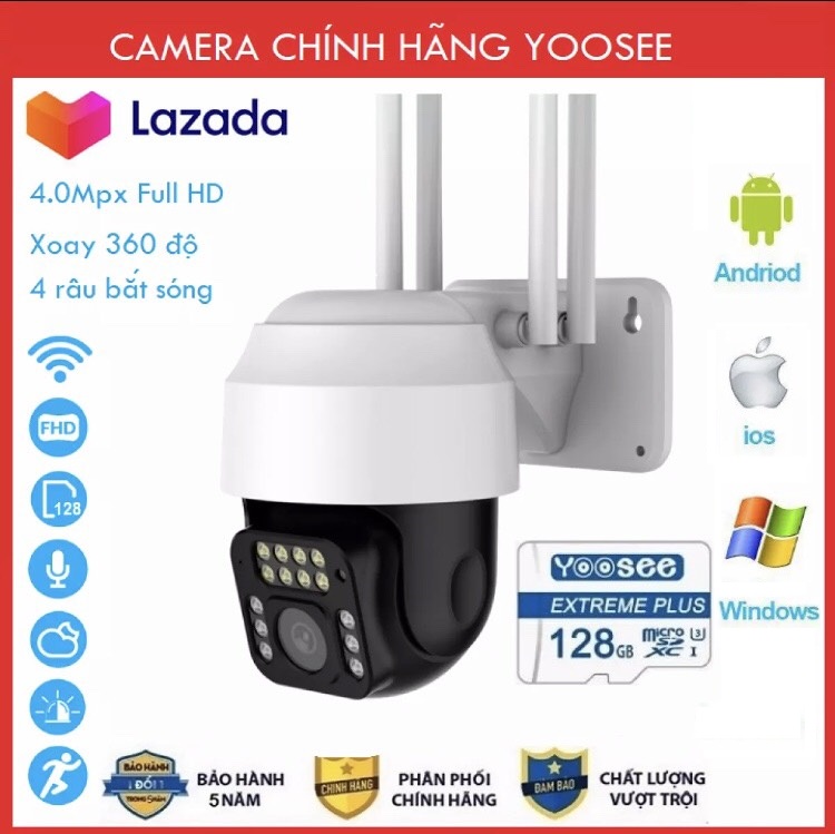 Camera - Camera wifi - Camera yoosee ngoài trời PTZ 3X - FULL HD 3.0MPX - Mắt Nhện, chống nước , Cảm biến hình ảnh, xoay 360 độ có tiếng việt - 1 đổi 1 trong 7 ngày