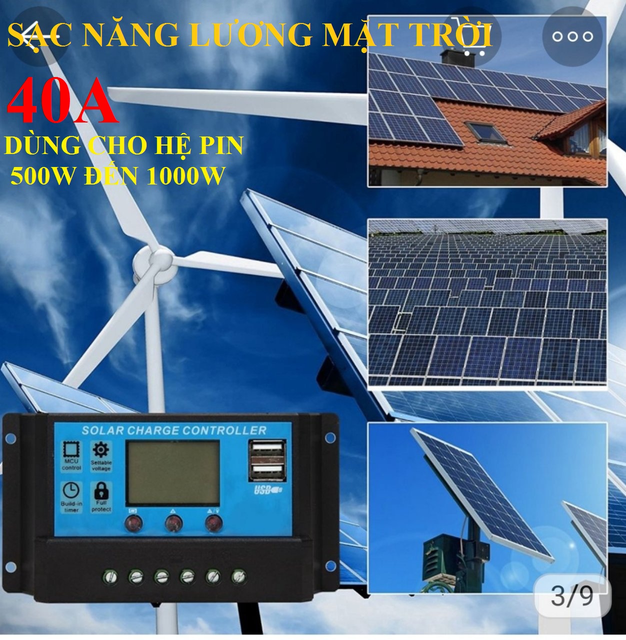 sạc năng lượng mặt trời 40A 1000W