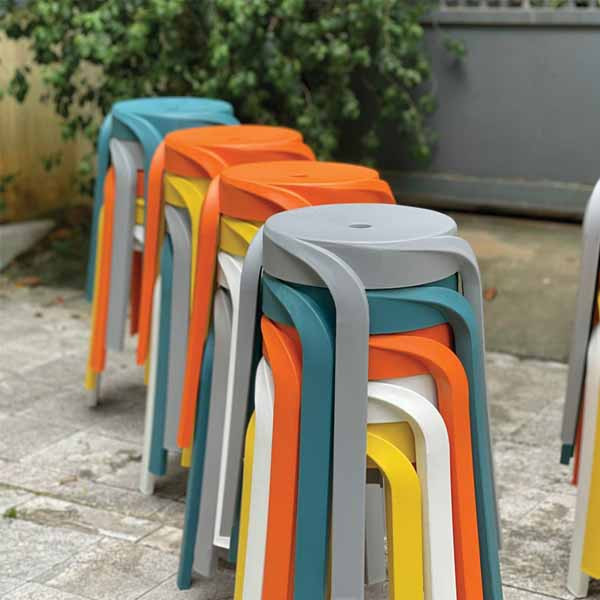 Ghế ăn nhựa pp/ ghế đẩu / ghế đôn - ghế đôn nhựa đúc nhiều màu - ghế đôn nhựa đúc nguyên khối xếp chồng nhiều màu ngồi quán cafe, trà chanh, văn phòng