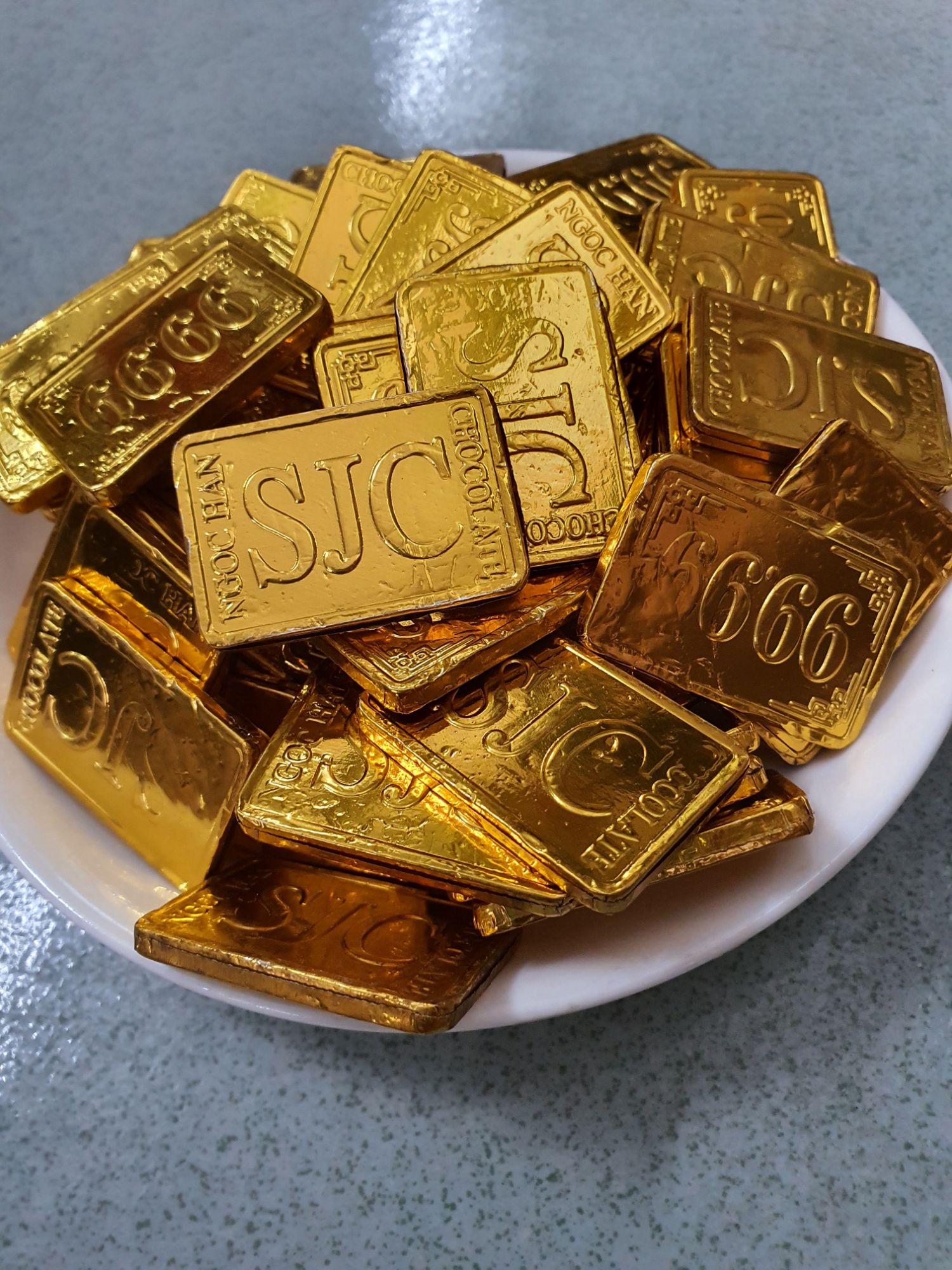 socola Vàng Miếng  SJC 9999-túi MÈO  date  MỚI 2025