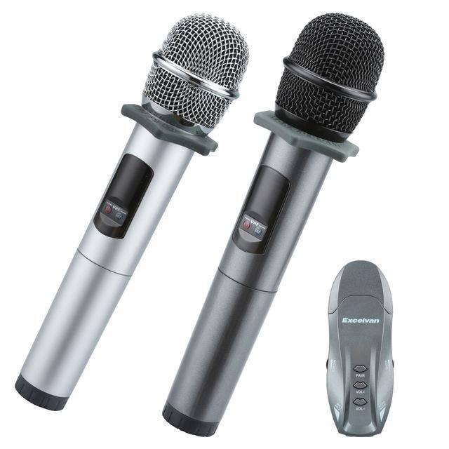 Micro hát karaoke bluetooth trên ô tô excelvan k18u, 02 mic, uhf - topstore
