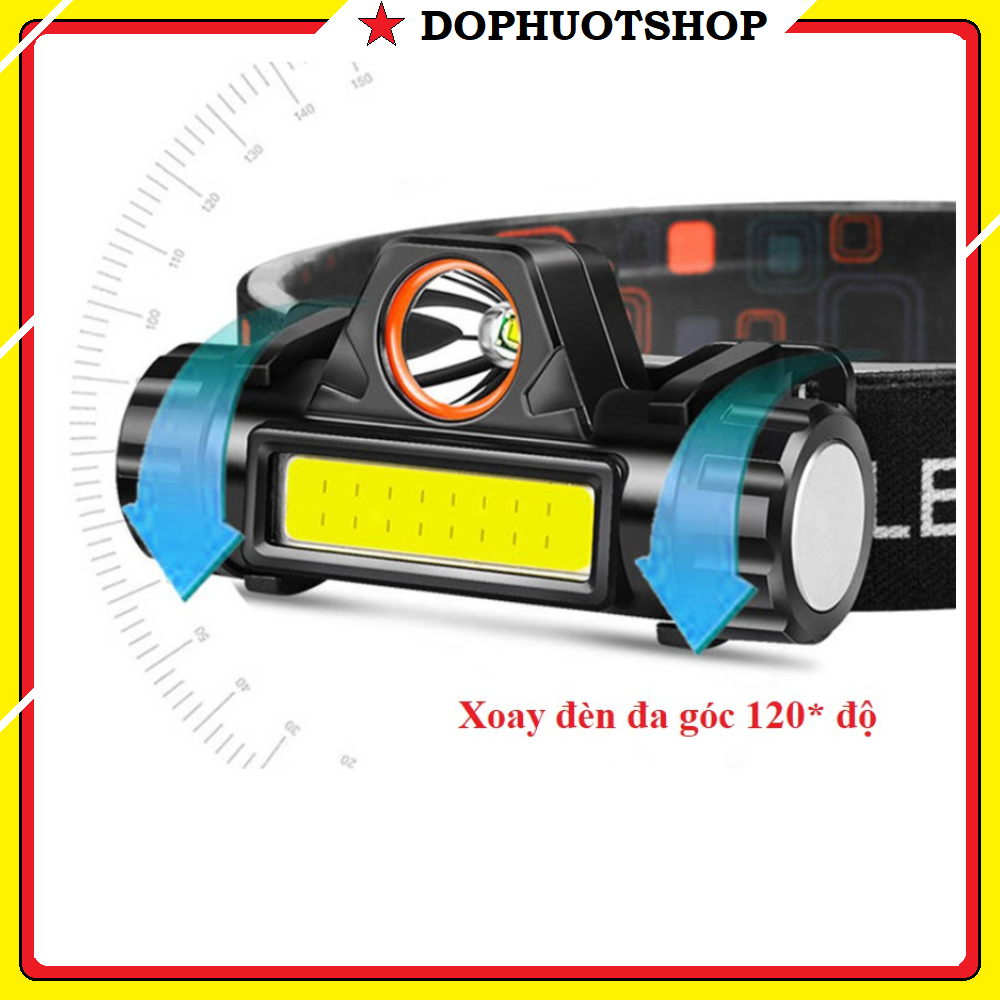 Đèn pin đội đầu mini siêu sáng, đèn pin đầu siêu sáng 3in1 kèm pin + sạc