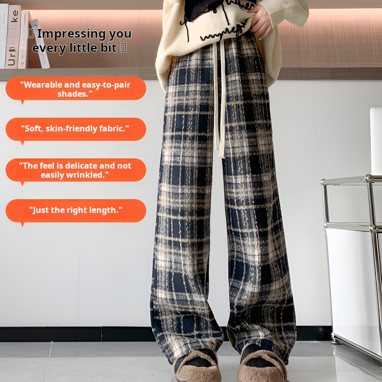 jieping Women's plaid wideleg pants for fall and winter