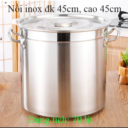 Nồi inox DÀY 70 lít nấu bếp từ-bếp gas-bếp-hồng ngoại