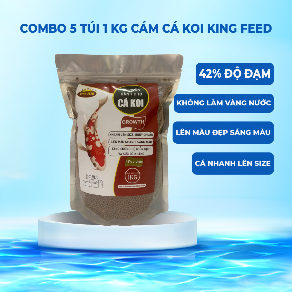 5 kg Cám Cá Koi King Feed Siêu Tăng Trưởng 42% Độ Đạm, Thức ăn cho cá Koi King Feed