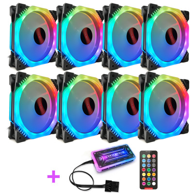 Bộ 8 quạt tản nhiệt, fan case coolmoon ver 9 / v9 led rgb - kèm hub và remote