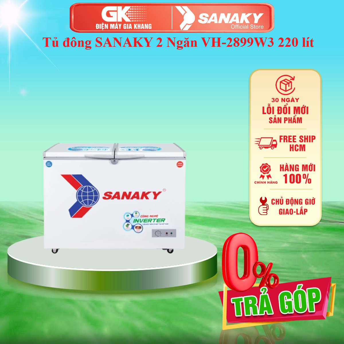 Tủ đông SANAKY 2 Ngăn VH-2899W3 - GIAO TOÀN QUỐC - FREESHIP HCM