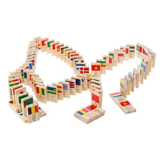 Bộ đồ chơi Domino cờ 100 quốc gia bằng gỗ đẹp