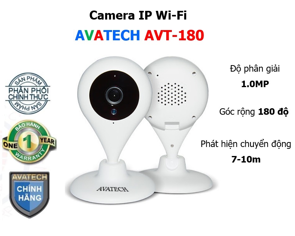 Camera IP Wifi Quan Sát Góc Rộng 180 độ AVATECH AVT-180, Độ phân giải 1.0MP