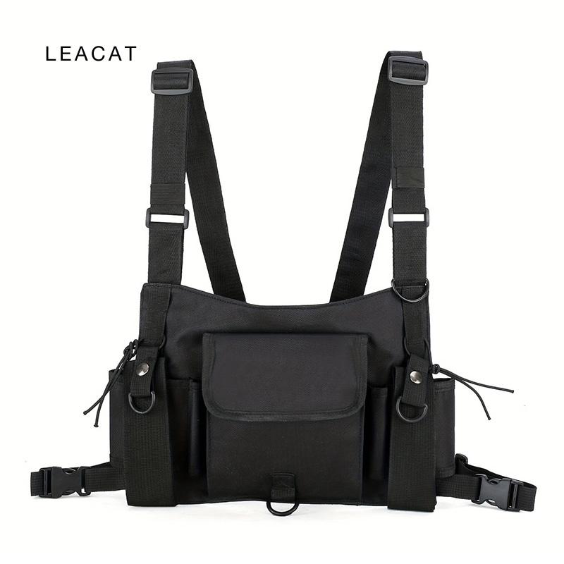 Leacat Áo Ba Lỗ Nylon Điều Chỉnh Được Đeo Hông, Đai Chiến Thuật Chức Năng Dạo Phố Hip Hop Ngực Rig Túi Đeo Ngực Tây Kanye