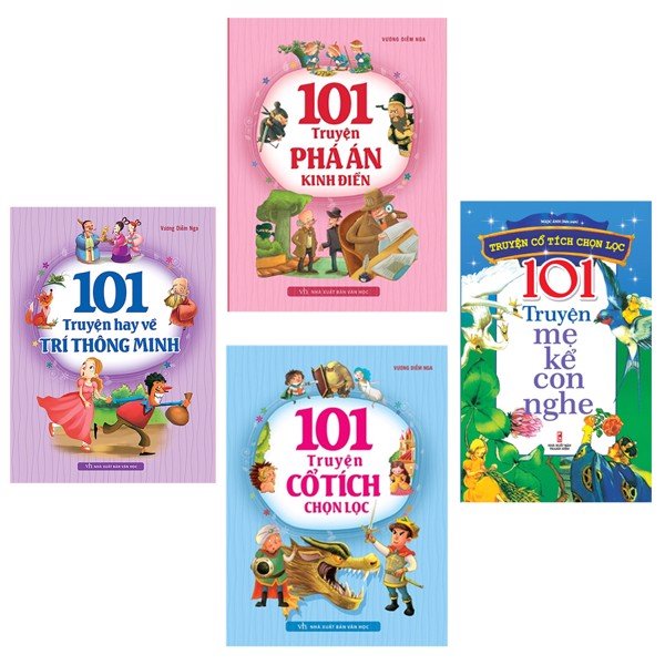 Sách:combo 4 cuốn- 101 truyện hay về trí thông minh + 101 truyện phá án kinh điển + 101 truyện cổ tích chọn lọc + 101 truyện mẹ kể con nghe