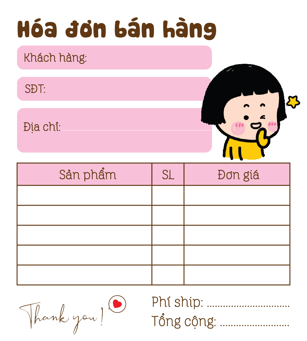 [ Hàng Sẵn ] Hóa Đơn Bán Hàng Mini 1 Liên Dễ Thương