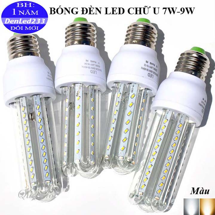 Bóng đèn led chữ u 7w-9w. ánh sáng trắng/vàng