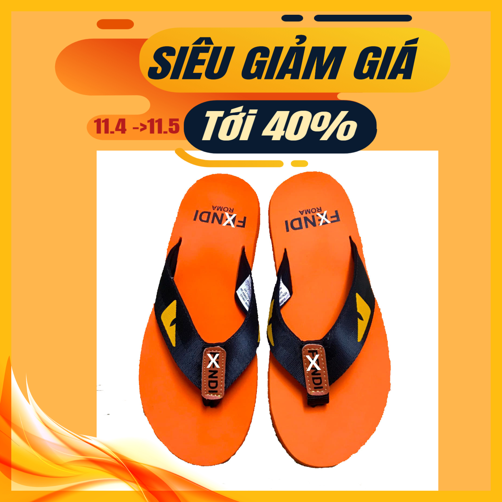 Dép kẹp nam mắt cáo F.D ( Màu Cam)