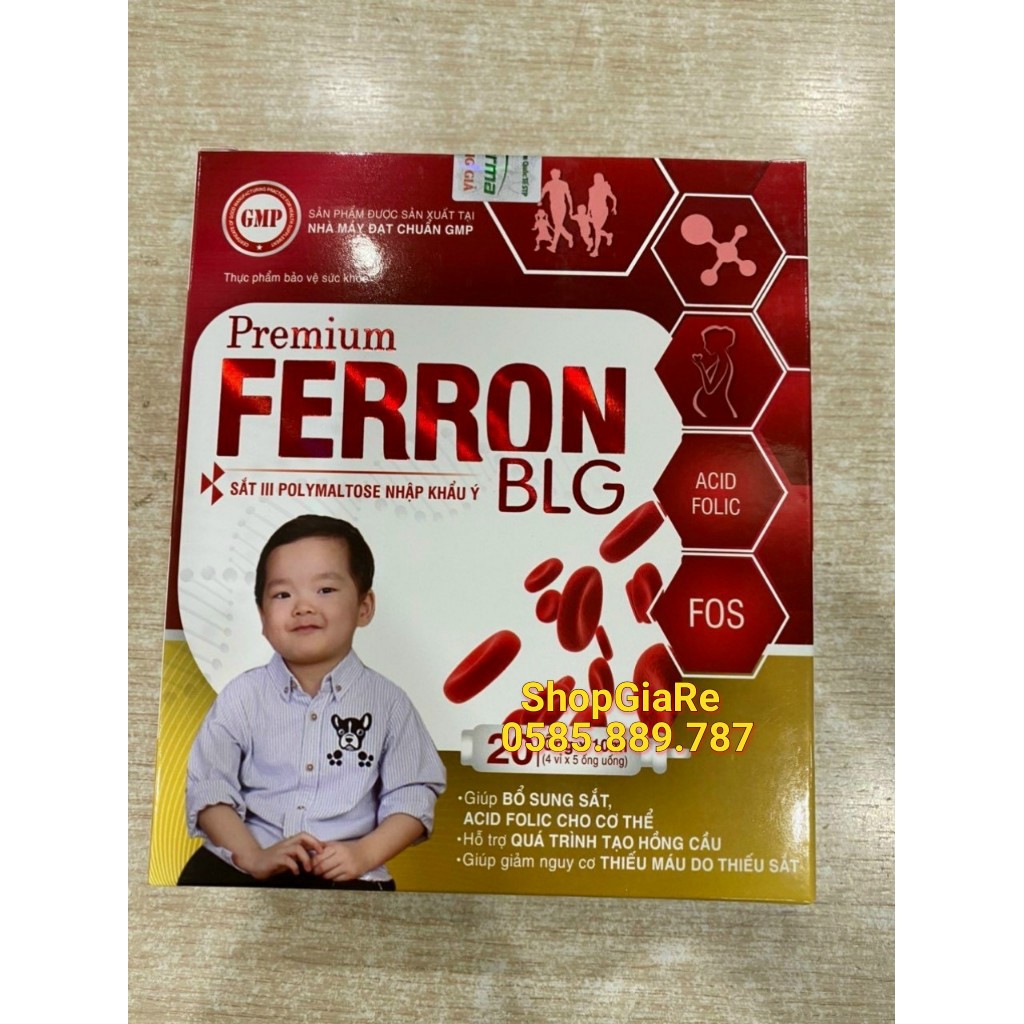 Premium Ferron Blg bổ sung sắt và acid folic, giảm thiếu máu do thiếu sắt, hỗ trợ quá trình tạo máu