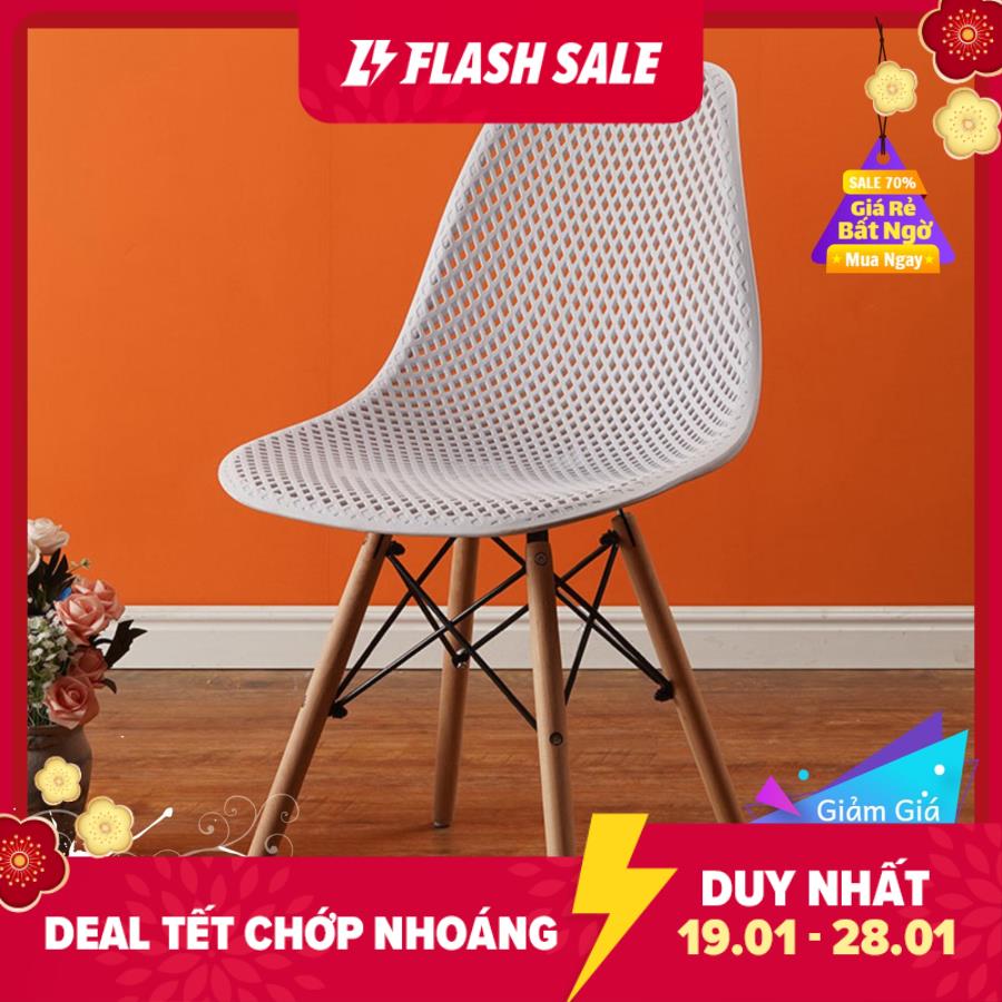 Ghế Eames lưng đan lưới BC 02- Ghê Cafe chân gỗ sồi tự nhiên