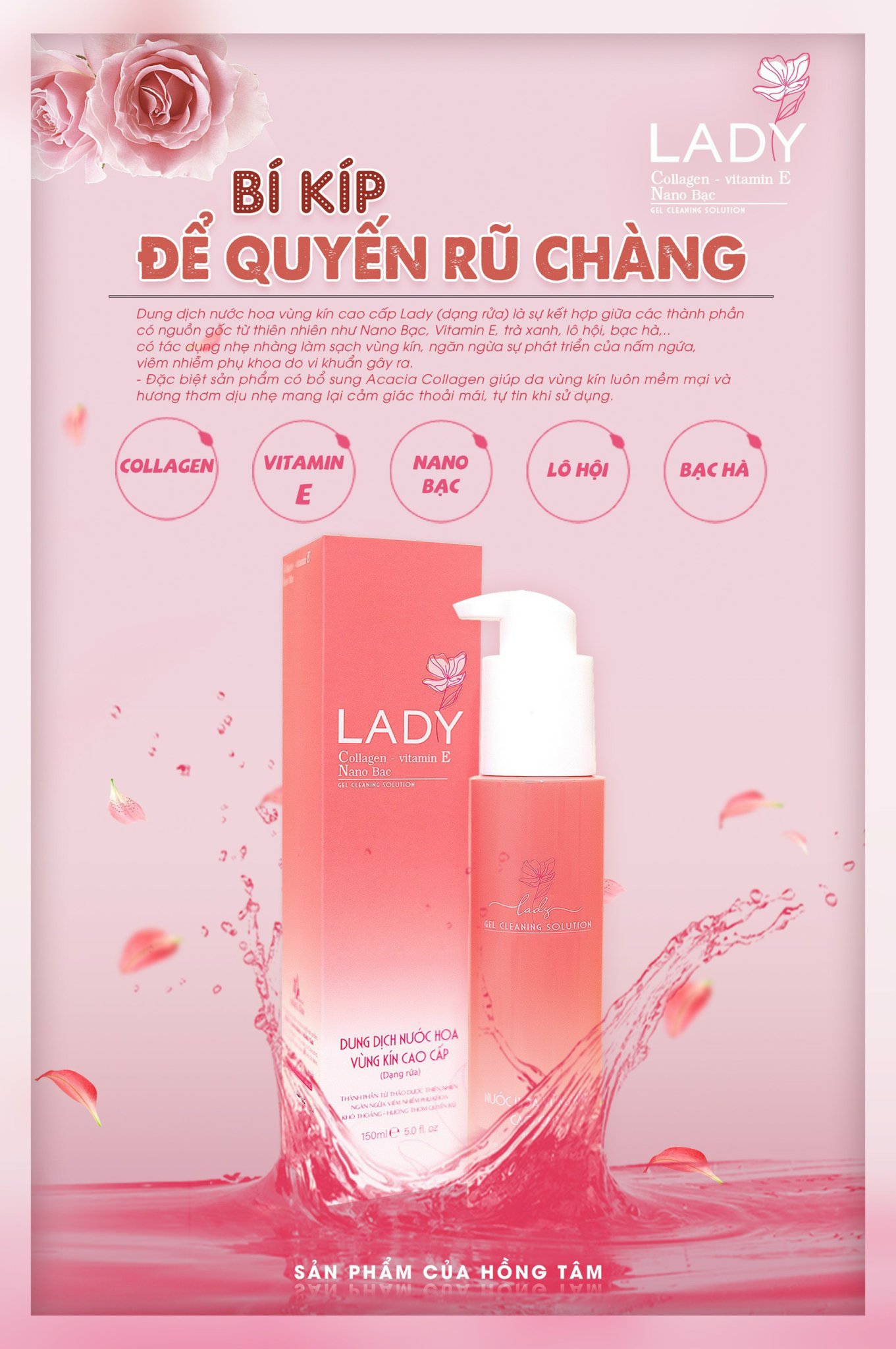 [CHÍNH HẢNG] Dung dịch vệ sinh phụ nữ cao cấp LADY. ddvs dạng gel, hương thơm quyến rủ, lưu hương cả ngày dài năng động.